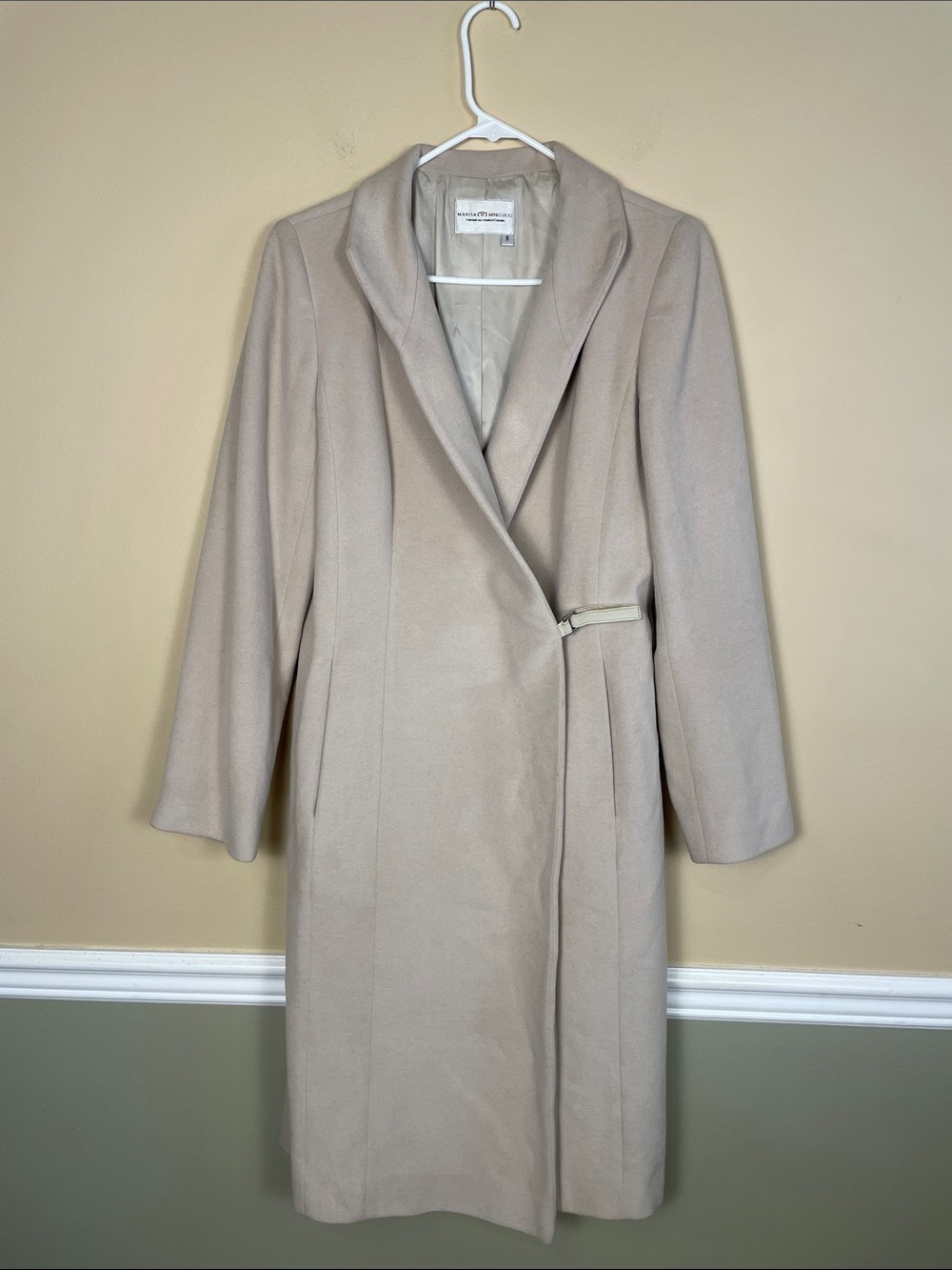 Marisa Minicucci Women’s Wool Angora Silk Blend Cream Long Line Coat